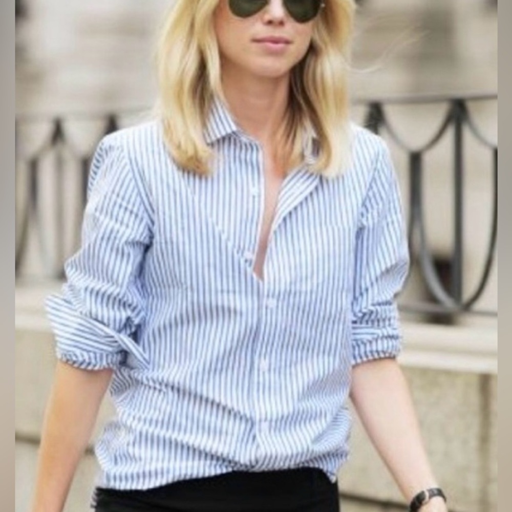 J. Crew Stretch Perfect Button Down Shirt. Classic Stripe. Size M. A+ Never Worn
